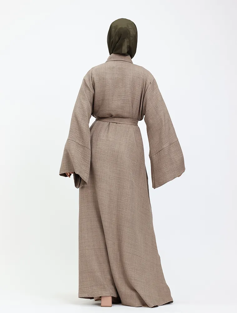 Mocha Linen Feel Collar Shirt